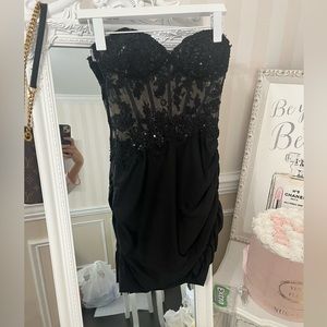 Black strapless party dress
